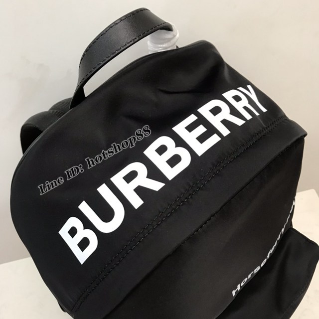 Burberry專櫃新款黑色男款雙肩包 巴寶莉尼龍面男士後背包 yxb1482